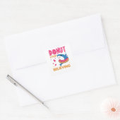 Schimmeldieren in donut roze vierkante sticker (Envelop)