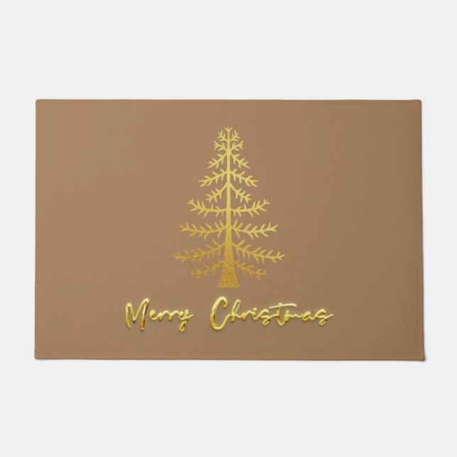 Schimmelglazuur moderne luxe goudbomen bruin deurmat (Voorkant)