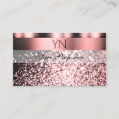 Schimmelig Roos Roze mousserend glitter met monogr Visitekaartje (Voorkant)