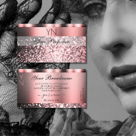 Schimmelig Roos Roze mousserend glitter met monogr Visitekaartje