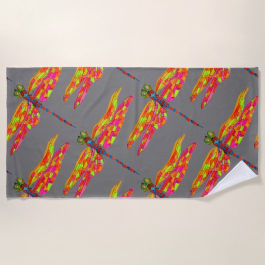 Schimmelige dragonfly-strandstijl strandlaken (Voorkant)