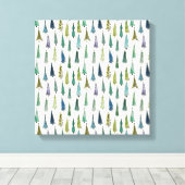 Schimmelige kerstbomen (schilderkunst) canvas afdruk (Insitu (Houten vloer))