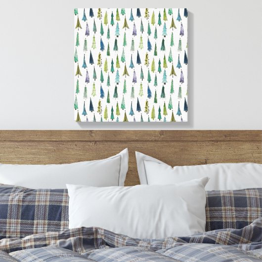Schimmelige kerstbomen (schilderkunst) canvas afdruk (Insitu (Slaapkamer))