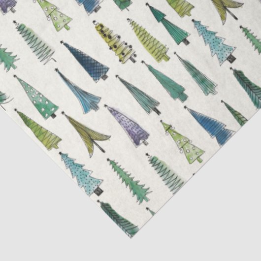 Schimmelige kerstbomen (schilderkunst) tissuepapier (Detail)