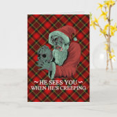 Schimmelige paniekkerstman Krampus Kerstmis Kaart (Gele Bloem)