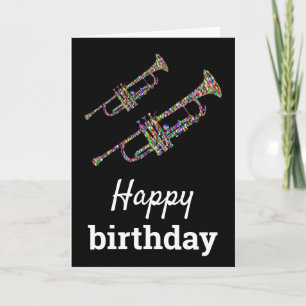 Schimmelige trompetkleurige muziek Happy Birthday Kaart