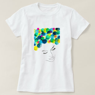 Schimmelige waterverf met een cool haar t-shirt