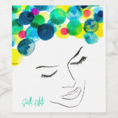 Schimmelige waterverf met een cool haar wijn etiket (Enkel label)