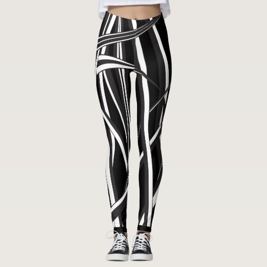 Schimmelige zwarte en witte, unieke leggings. leggings (Voorkant)