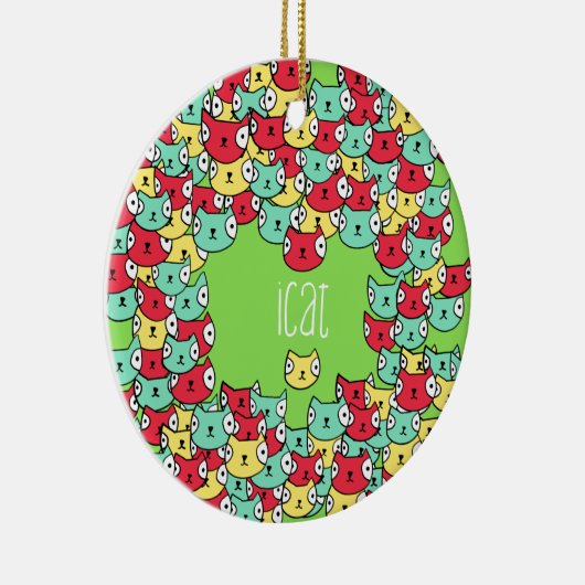 Schimmelkatpatroon Keramisch Ornament (Rechts)