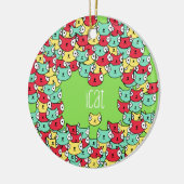 Schimmelkatpatroon Keramisch Ornament (Links)