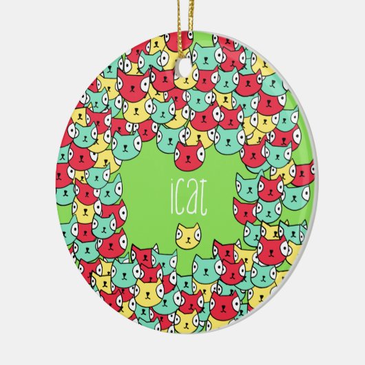 Schimmelkatpatroon Keramisch Ornament (Links)