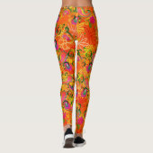 Schimmelkleurige bloemen en paisleysinaasappel leggings (Achterkant)