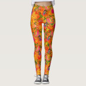 Schimmelkleurige bloemen en paisleysinaasappel leggings (Voorkant)