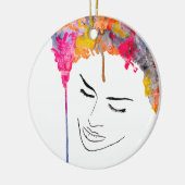 Schimmelkleurige regenboogdame kunst keramisch ornament (Links)