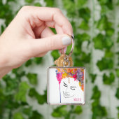 Schimmelkleurige regenboogdame kunst sleutelhanger (Hand)