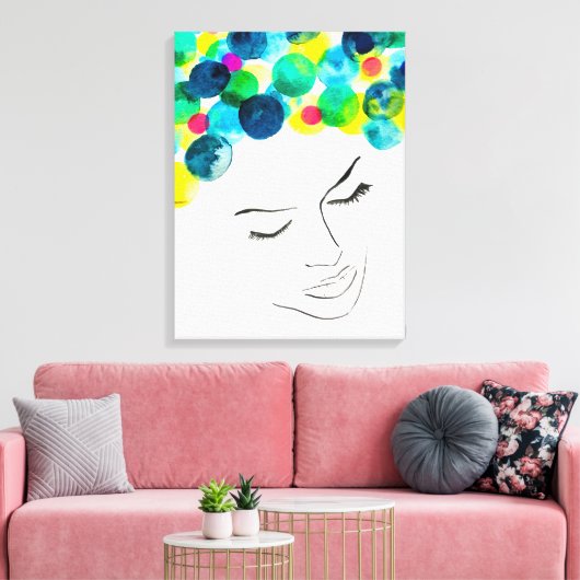 Schimmelkleurige waterverf canvas afdruk (Insitu (Woonkamer))