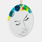 Schimmelkleurige waterverf keramisch ornament (Rechts)