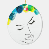 Schimmelkleurige waterverf keramisch ornament (Links)