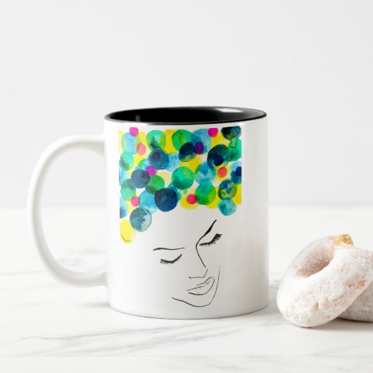 Schimmelkleurige waterverf tweekleurige koffiemok (Met donut)