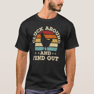 schimmelkraan, volwassen kuikens rond en t-shirt