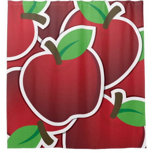Schimmelrode appels douchegordijn (Voorkant)