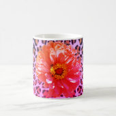 Schimmelroze en oranje floraal met luipaard koffiemok (Center)