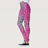 Schimmelroze en oranje luipaard cheetah patroon leggings (Links)