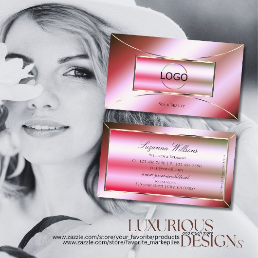 Schimmelroze groene gradiënt met Logo glamoureus Visitekaartje