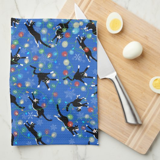 Schimmels- en kerstlamppatroon theedoek (Quarter Fold)