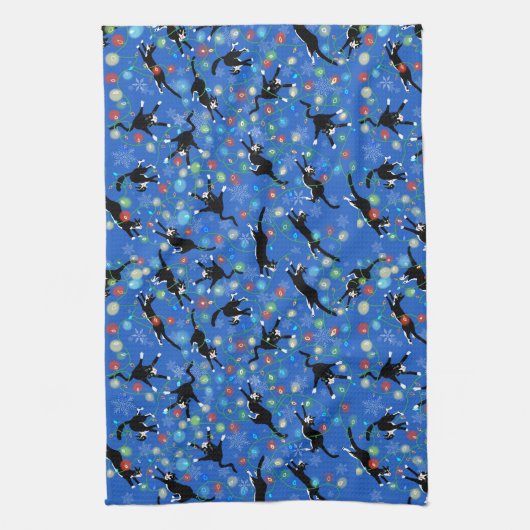 Schimmels- en kerstlamppatroon theedoek (Verticaal)