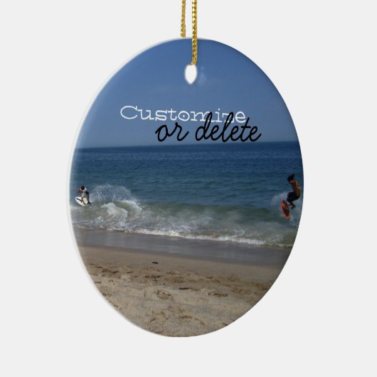 Schimmels in het Surf; Personaliseerbaar Keramisch Ornament (Rechts)