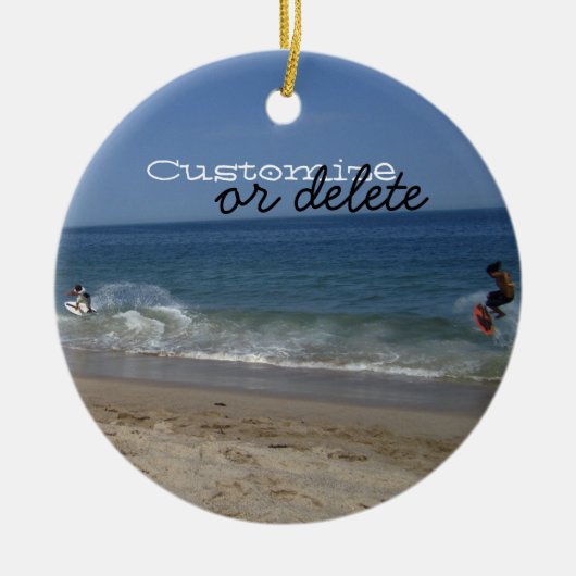 Schimmels in het Surf; Personaliseerbaar Keramisch Ornament (Voorkant)