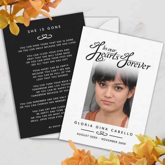 Schimmels in ons hart ze is een zwart gedicht notitiekaartje