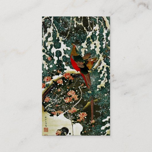 Schimmels, pijnbomen, Rozen, Japanse bloemen Visitekaartje (Achterkant)