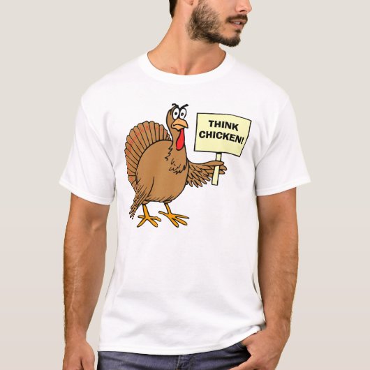 Schimmelste kerst Turkije Joke Think Chicken T-shirt (Voorkant)