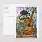 Schimmeluil die gitaarbeugel tegen de waterverf sp briefkaart (Voorkant / Achterkant)