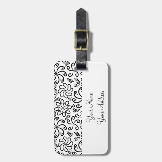 Schimmelwitte bloemen Bagagelabel (Voorkant verticaal)