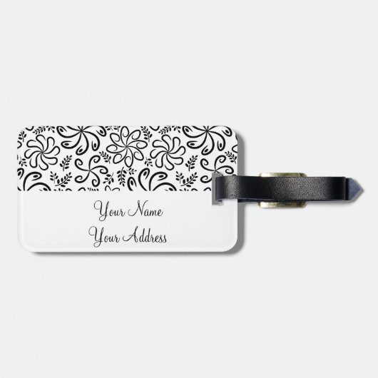 Schimmelwitte bloemen Bagagelabel (Achterkant horizontaal)
