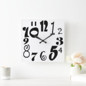 Schimmelzwarte cijfers op wit vierkante klok (Huis)