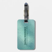 Schimmerende turquoise iridescent textuur bagagelabel (Achterkant verticaal)