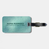 Schimmerende turquoise iridescent textuur bagagelabel (Achterkant horizontaal)