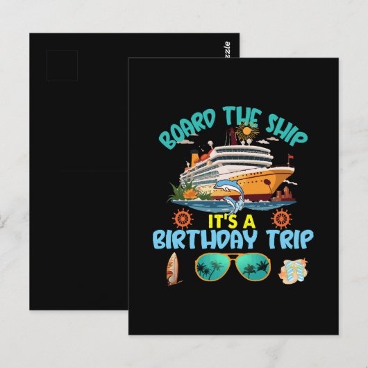 Schip Aan Boord Het Is Een Verjaardagsreis Briefkaart (Voorkant / Achterkant)
