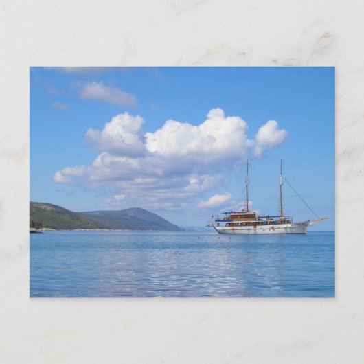 Schip aan de kust van Hvar, Kroatië Briefkaart (Voorkant)
