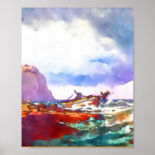 Schip aan de kust van Noorwegen Poster (Voorkant)