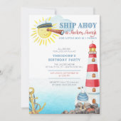Schip Ahoy Anchors Aweigh Boy's Nautical Birthday Kaart (Voorkant)