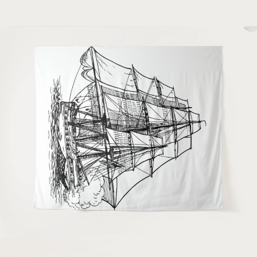 Schip Ahoy Tapijt Wandkleed (Voorkant (horizontaal))