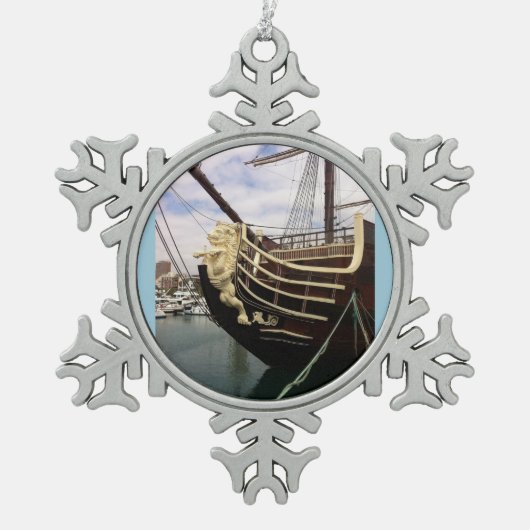 schip - Alicante Tin Sneeuwvlok Ornament (Voorkant)