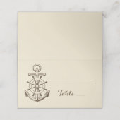Schip Anker Bruin Tan Nautische Ship Wheel Wedding Plaatskaartje (Buitenkant ongevouwen)