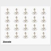  Schip Anker Nautische Gepersonaliseerde Bruiloft Ronde Sticker (Vel)